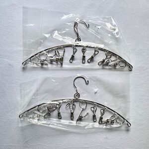 Set of 2 Stainless Steel Hanging Closet Organizers 10 clips New Scarves Leggings